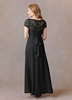 Azazie Mamie Mother of the Bride Dresses Black A-Line Lace Chiffon Dress image4