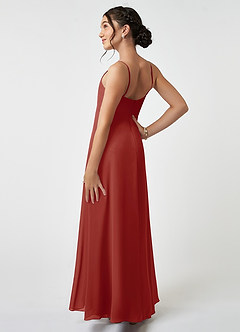 Azazie Collette Junior A-Linie Gestreift Chiffon Kleid Terrakotta image4