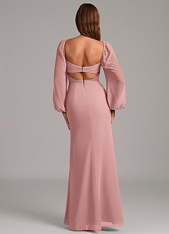 Azazie Brixley 신부 들러리 드레스 인어 긴팔 쉬폰 바닥 길이 드레스 image2