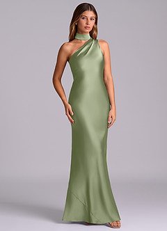 Azazie Seona Brudtärnklänningar Klänning av Sjöjungfru i Stretch Satin One-shoulder Pistasch image3