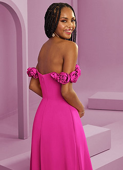 Barbie ♥ Azazie Bridesmaid Dresses Barbie Pink A-Line Off the Shoulder Chiffon Convertible Dress image3