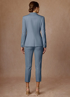 front Kennedy Dusty Blue Structured Stretch Pants Suit