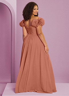 Barbie ♥ Azazie Suknie dla druhen Rozkloszowana sukienka z odkrytymi ramionami, falbaną i rozetkami image19