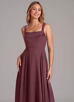 Azazie Shaude Bridesmaid Dresses Sangria A-Line Pleated Chiffon Dress image5