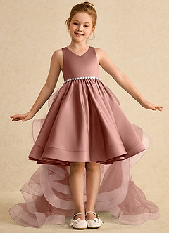 Azazie Julietta Robe Demoiselle D'honneur Fillette Robe Princesse en Tulle Convertible Rose De Cèdre image2