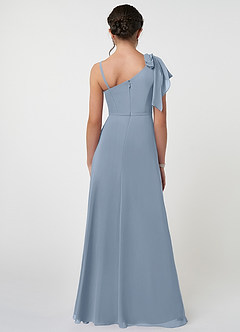 Azazie Aidy Junior Dusty Blue A-Line Bow Chiffon Dress image2