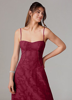 Azazie Valentine Bridesmaid Dresses Burgundy A-Line Sweetheart Neckline Floral Burnout Dress image6
