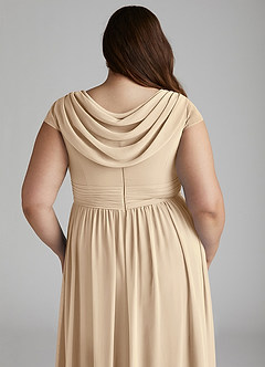 Azazie Organa Bridesmaid Dresses Champagne A-Line Pleated Chiffon Dress image12