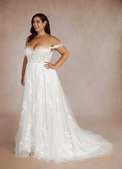 Azazie Wendie Robes de mariée Robe Trapèze en Tulle Paillettes Blanc De Diamant image12