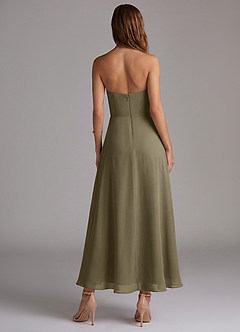 Azazie Wren Vestidos de madrinha de casamento Vestido Salgueiro Verde de Chiffon de Linha A com Sem alças image4