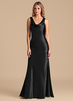 Azazie Rylina Vestidos de damas de honor Vestido de Negro de Satén Metálico de Corte Sirena image5