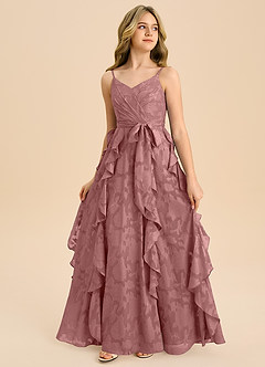 Azazie Peyton Junior Klä av A-Line i Blommig Utbrändhet Plisserad image4