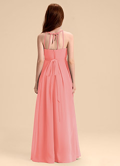 Azazie Arianthe Junior Abito A-Line in Chiffon Plissettato Corallo image5