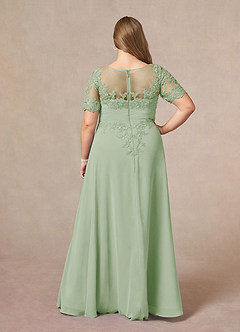 Azazie Raissa Mother of the Bride Dresses Dusty Sage A-Line Lace Chiffon Dress image10