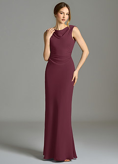 Azazie Kieryn Bridesmaid Dresses Cabernet Mermaid Pleated Chiffon Dress image4