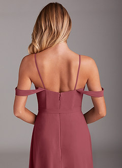 Azazie Aaron Bridesmaid Dresses Merlot A-Line Off the Shoulder Chiffon Convertible Dress image9