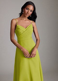 Azazie Kali Bridesmaid Dresses Lemongrass A-Line Pleated Chiffon Dress image5