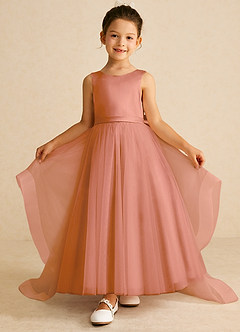 Azazie Pumpkin Blumenmädchenkleider A-Linie Cabrio Tüll Kleid Mai Tai image2