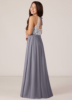 Azazie Fahari Junior A-Linie Spitze Chiffon Kleid Dusty Sage image5