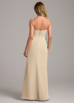 Azazie Tahlia Bridesmaid Dresses Champagne A-Line with Belt Chiffon Dress image7