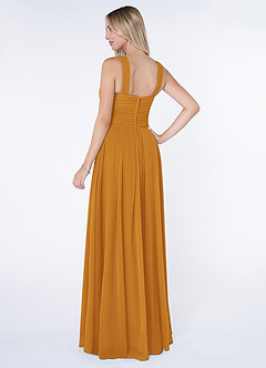 Azazie Kaleigh Bridesmaid Dresses Butterscotch A-Line Pleated Chiffon Dress image4