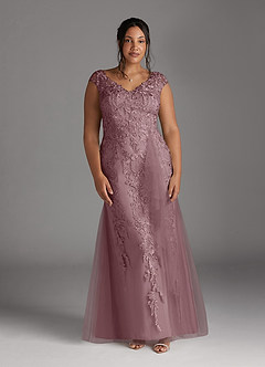 Azazie Melena Mère de la mariée Robes Robe Sirène en Tulle Dentelle Rose Poussiéreuse image11