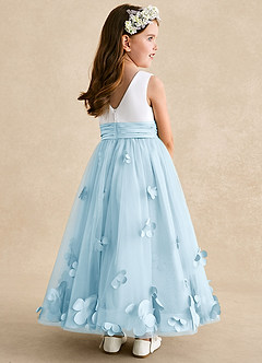 Azazie Vi Blumenmädchenkleider A-Linie ärmellos Tüll Kleid Himmelblau image4