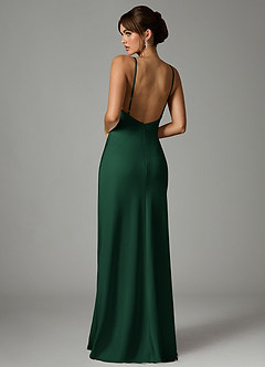 Azazie Stefania Brautjungfernkleider A-Linie Stretch-Satin Kleid Dunkelgrün image2