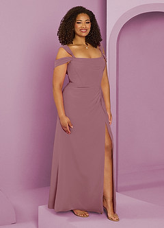 Barbie ♥ Azazie Final Sale Vintage Mauve A-Line Off the Shoulder Chiffon Dress image10