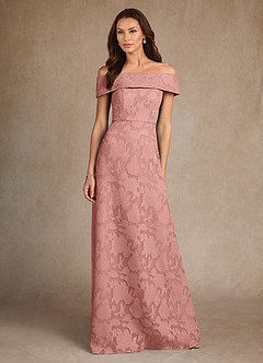 Azazie Medford Mother of the Bride Dresses Rosette A-Line Off the Shoulder Floral Burnout Dress image4