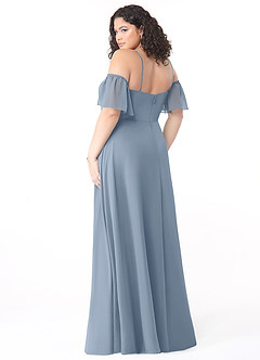 Azazie Sue Vestidos de damas de honor Vestido de Azul Polvoriento de Gasa de Corte en A Convertible con Vestidos sin tirantes image10