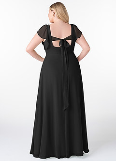 Azazie Syenna Bridesmaid Dresses Black A-Line Ruched Chiffon Dress image7