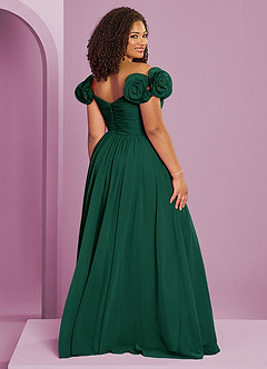 Barbie ♥ Azazie Robes de demoiselle d'honneur Robe Trapèze Convertible en Mousseline de soie Épaule décolletée émeraude image10