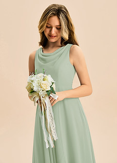 Azazie Mannie Junior Linia A Pofałdowany Szyfon Asymetryczny Młodsza druhna Sukienka image7