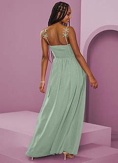 Barbie ♥ Azazie Vestidos de damas de honor Vestido de Agave de Gasa de Corte en A con Plisado image10