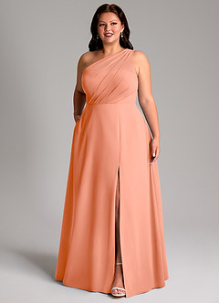 Azazie Phaedra Robes de demoiselle d'honneur Robe Trapèze en Mousseline de soie Ue épaule Coucher De Soleil image12