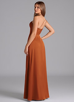 Azazie Trina Bridesmaid Dresses Cinnamon A-Line One Shoulder Stretch Satin Dress image6