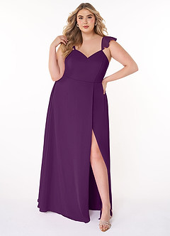 Azazie Everett Brautjungfernkleider A-Linie V-Hals Gerüscht Chiffon Kleid Traube image6