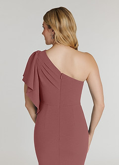 Azazie Pia Mère de la mariée Robes Robe Sirène en Crêpe Élastique Plissée Rose Du Désert image6