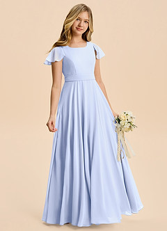 Azazie Cady Junior Abito A-Line in Chiffon Plissettato Ghiaccio image3