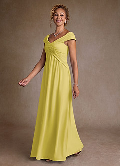 Azazie Myrtle 신부의 어머니 드레스 A라인 주름진 쉬폰 플로어 길이 드레스 image4