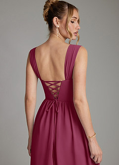 Azazie Caterina Bridesmaid Dresses Mulberry A-Line Corset Chiffon Dress image2