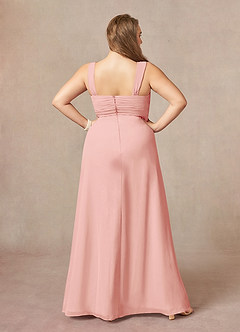 Azazie Weisz Kleider für die Brautmutter A-Linie Quadratischer Ausschnitt Gefaltet Chiffon Kleid Rosettenrosa image12
