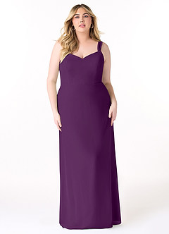 Azazie Denice Bridesmaid Dresses Grape Sheath Pleated Chiffon Dress image9