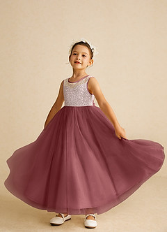 Azazie Tay Flower Girl Dresses Amethyst A-Line Sequins Tulle Dress image6