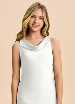 Azazie Rylina Junior Meerjungfrau-Linie Stretch-Satin Kleid Weiß image6