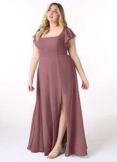 Azazie Bondi Bridesmaid Dresses Amethyst A-Line Ruffled Chiffon Dress image9