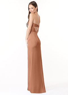 Azazie Leonis Bridesmaid Dresses Bronzer Mermaid Pleated Stretch Satin Convertible Dress image7