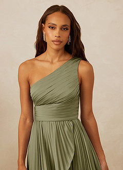 Christian Siriano Bridal for Azazie 1008 Bridesmaid Dresses Pistachio A-Line One Shoulder Stretch Satin Dress image8
