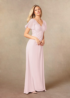 Azazie Holga Kleider für die Brautmutter A-Linie V-Hals Spitze Chiffon Kleid Zartrosa image5